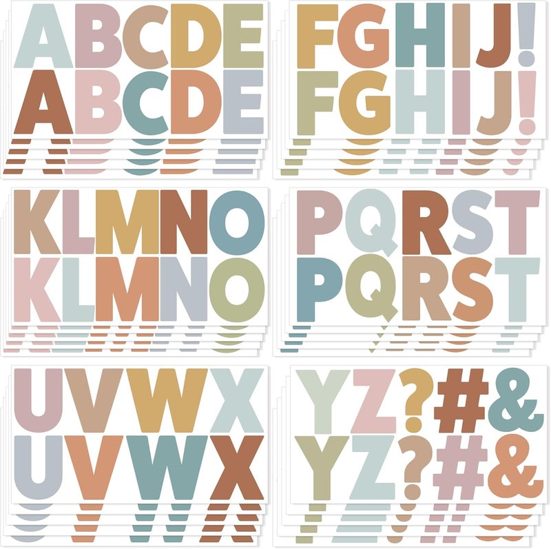 Timenued 30 Sheets Letter Stickers 300 Pcs Large Bulletin Board Letters Set for Boho Classroom Decor,Vinyl Self Adhesive Alphabet ABC Stickers for Poster Board Mailbox Craft Home Door Wall Decor(2.5 Inch,Boho) - Image 1